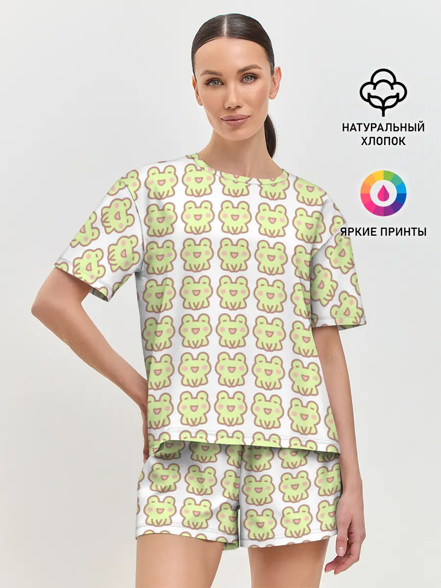Женская пижама с шортами / милые лягушки