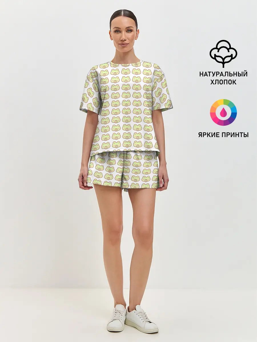 Женская пижама с шортами / лягушечки