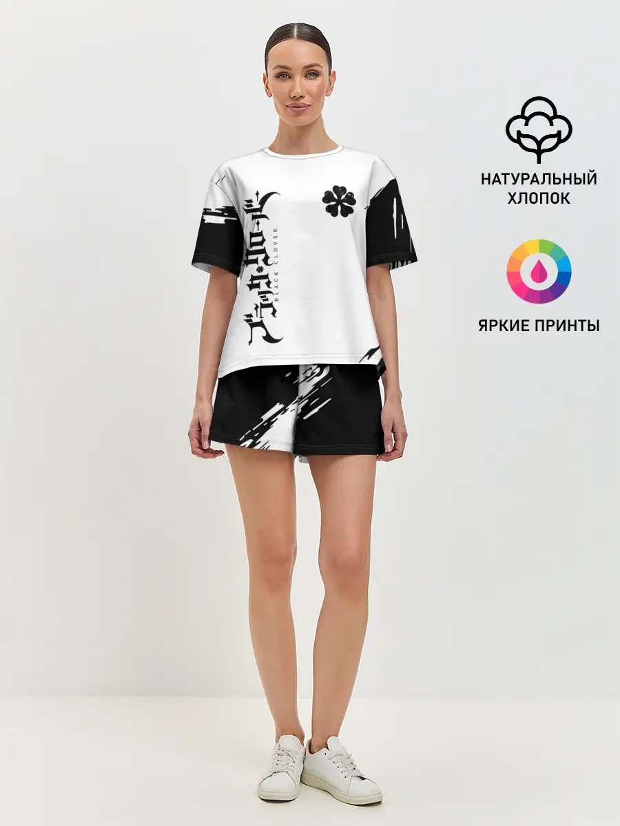 Женская пижама с шортами / черный клеывер аниме