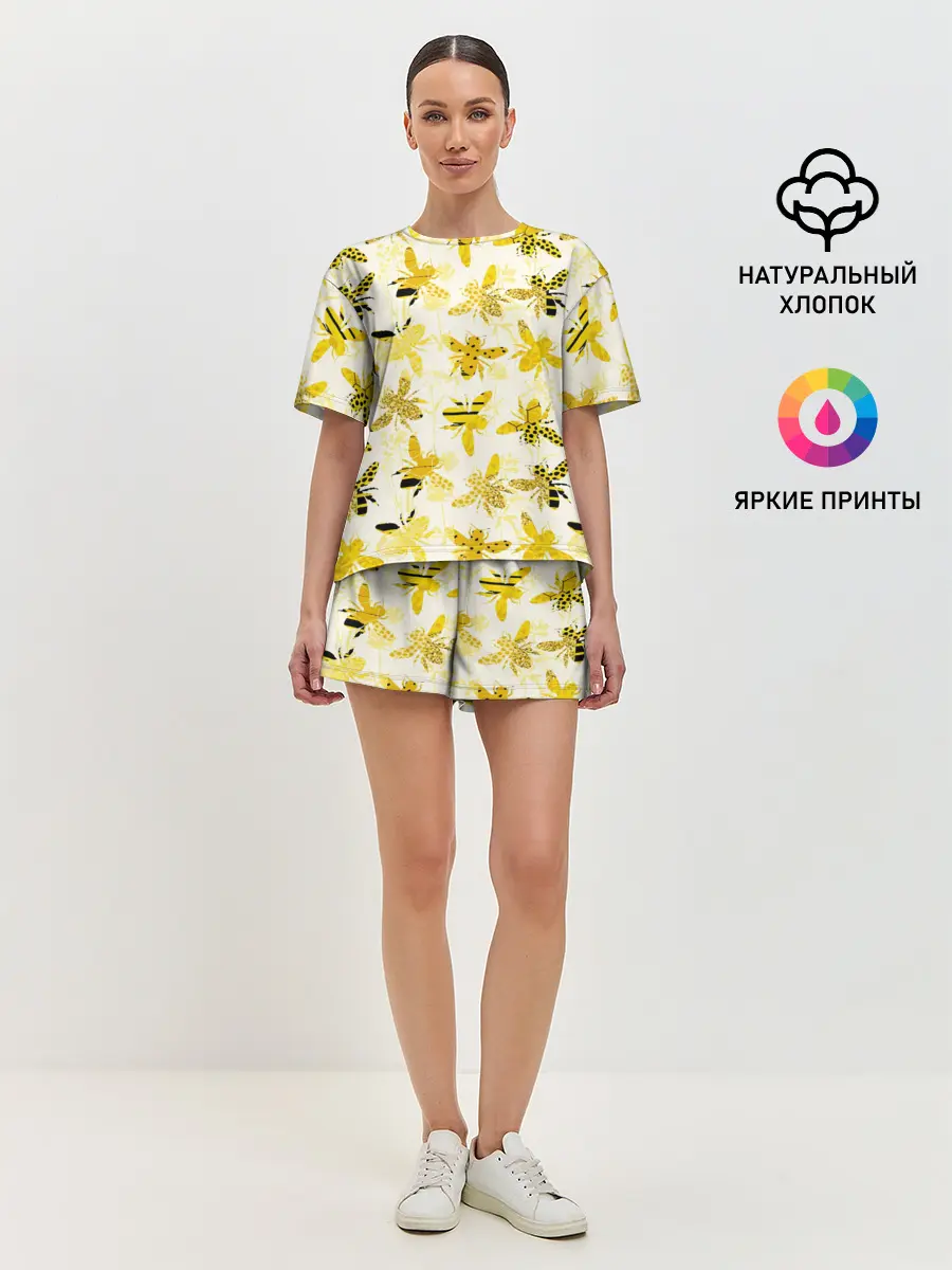 Женская пижама с шортами / Разные Пчелы