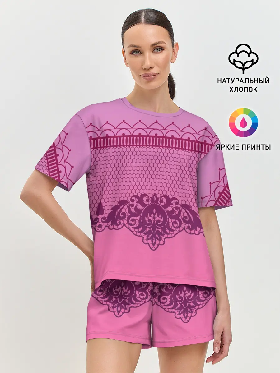 Женская пижама с шортами / Кружева