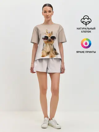 Женская пижама с шортами / собака в очках