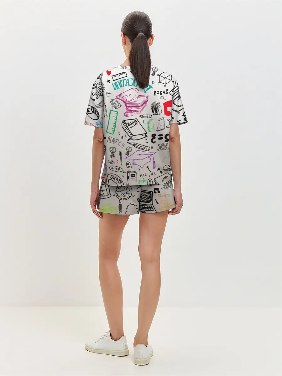 Женская пижама с шортами / учеба узор