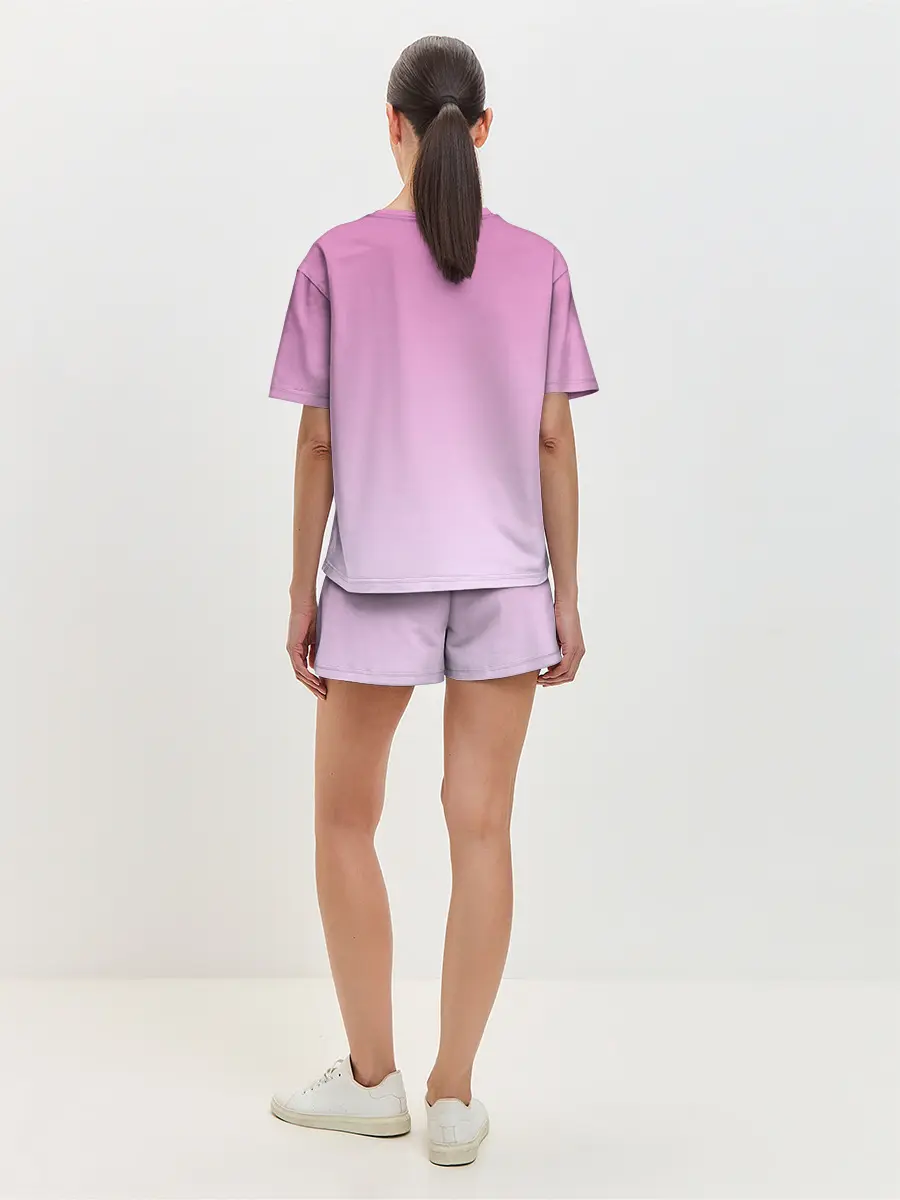 Женская пижама с шортами / розовая ромашка