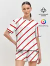 Женская пижама с шортами / Полосы красные на белом
