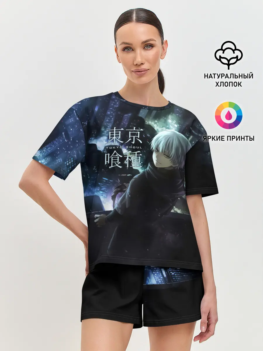 Женская пижама с шортами / Токийский гуль ночной город