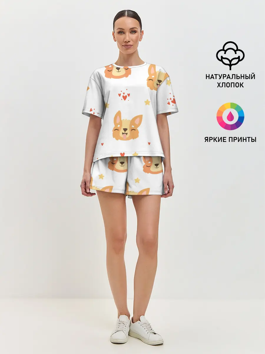 Женская пижама с шортами / Милый Корги