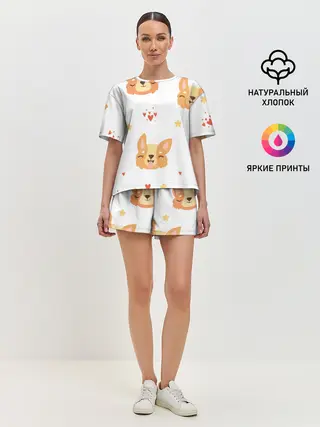 Женская пижама с шортами / Милый Корги