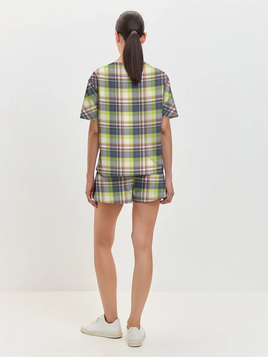 Женская пижама с шортами / Текстура в клетку