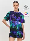Женская пижама с шортами / Неоновые медузы