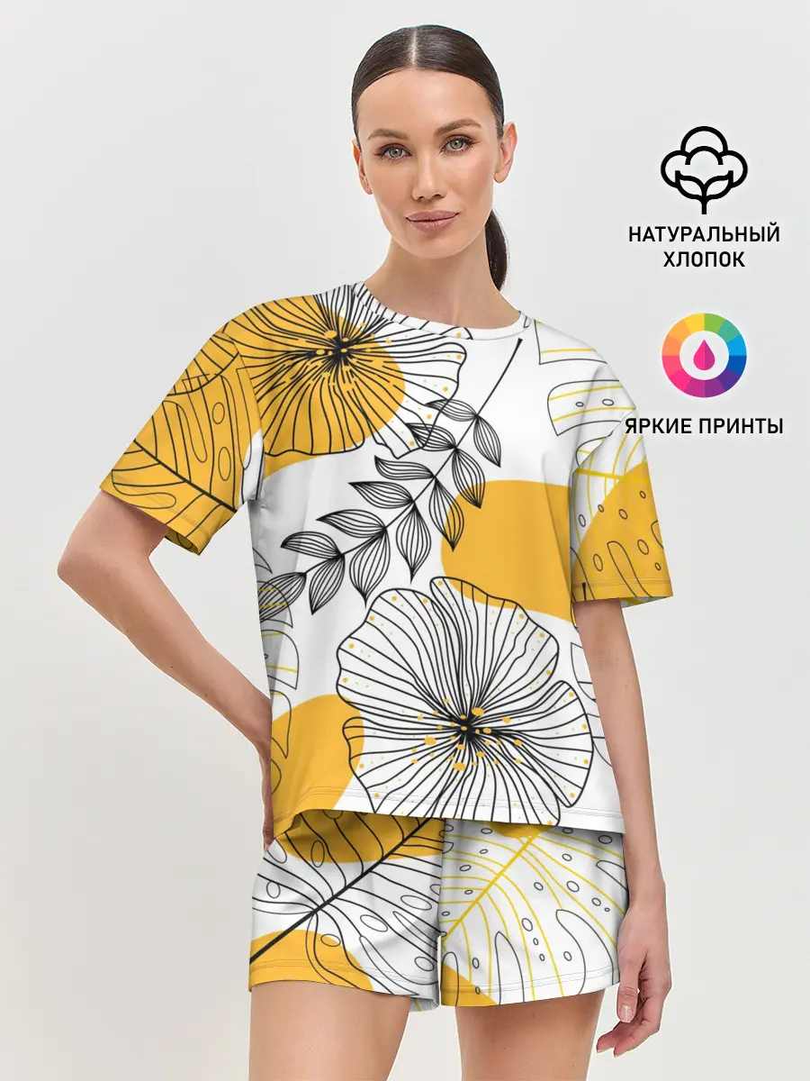 Женская пижама с шортами / Цветы
