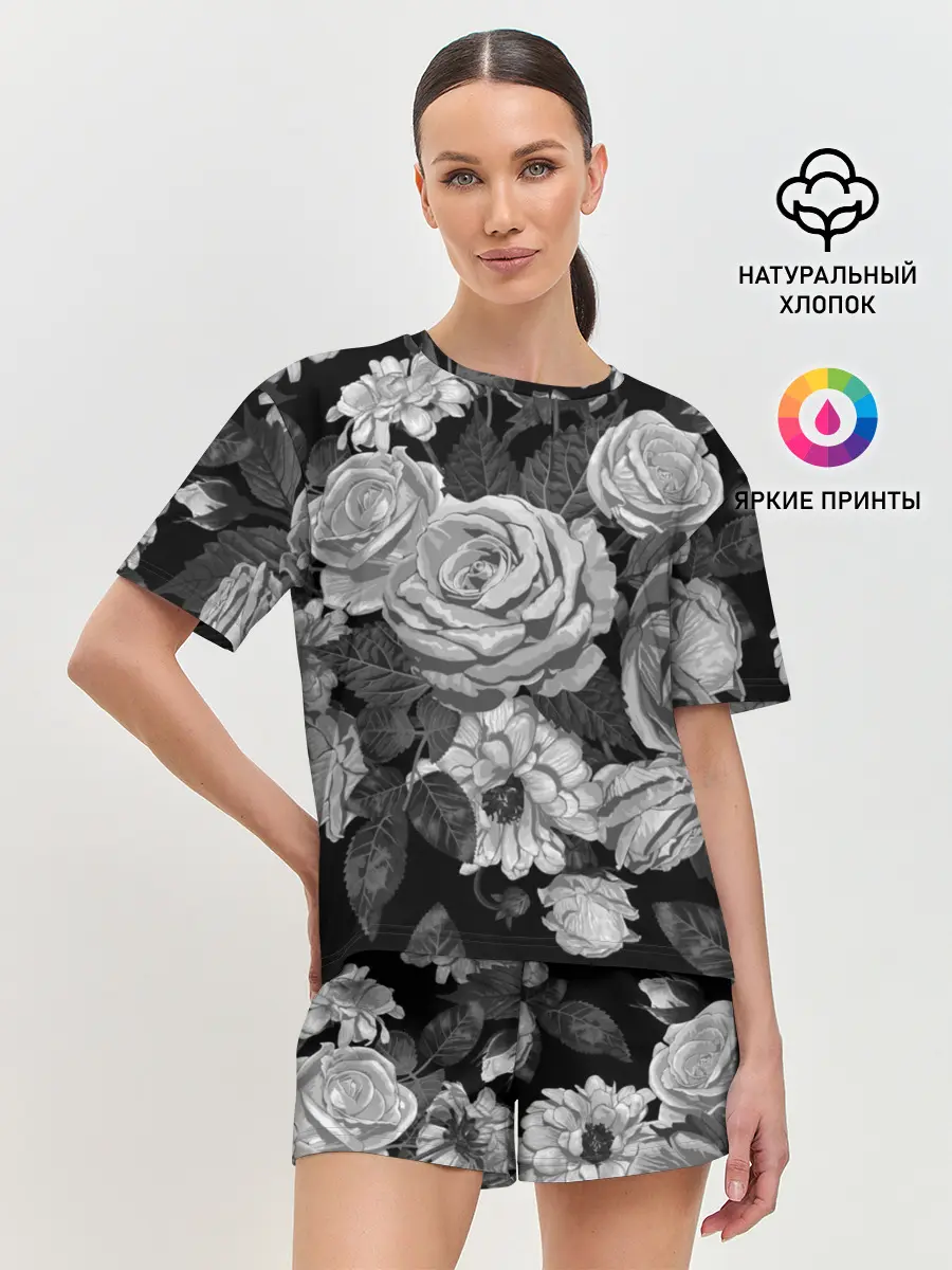 Женская пижама с шортами / Розы