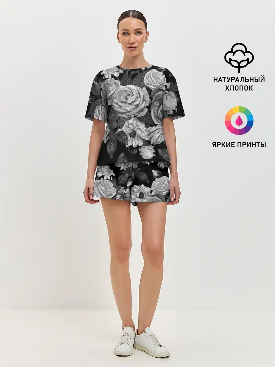Женская пижама с шортами / Розы
