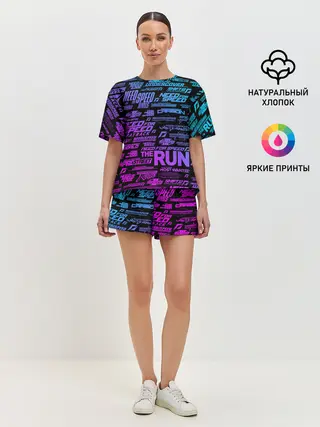 Женская пижама с шортами / NFS ALL LOGOS NEON