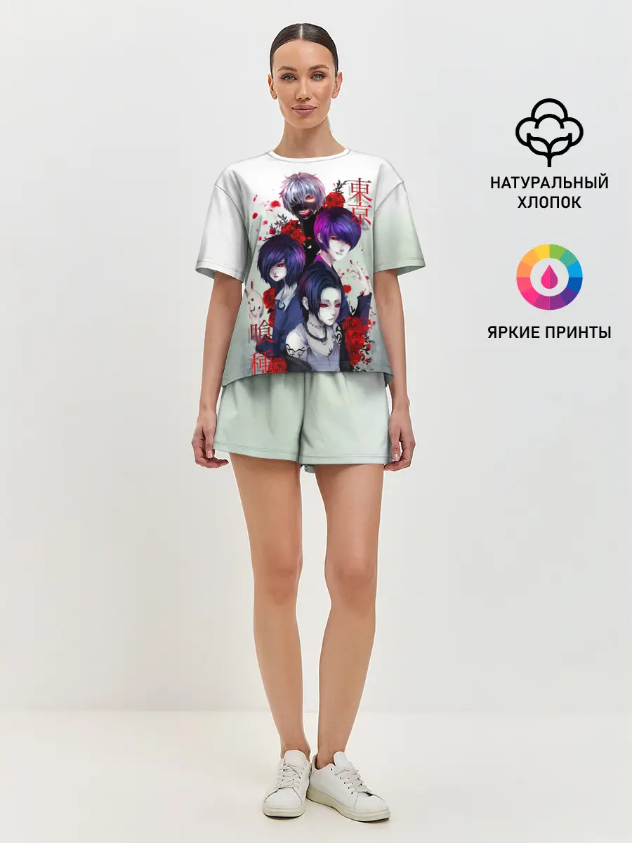 Женская пижама с шортами / Канеки с девчонками - Токийский гуль