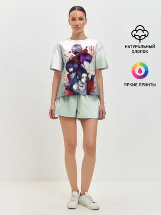 Женская пижама с шортами / Канеки с девчонками - Токийский гуль