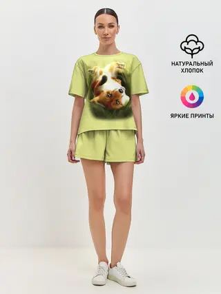 Женская пижама с шортами / Лиса на траве