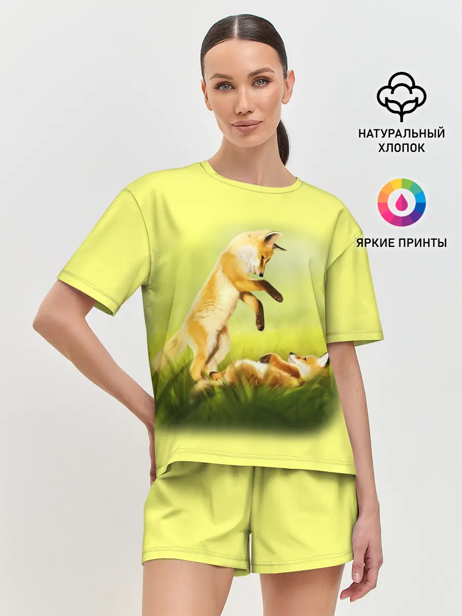 Женская пижама с шортами / Лисята