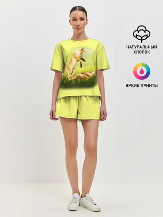 Женская пижама с шортами / Лисята