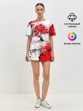 Женская пижама с шортами / САКУРА | SAKURA | ВИШНЯ