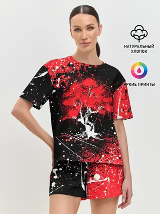 Женская пижама с шортами / САКУРА | SAKURA | ВИШНЯ
