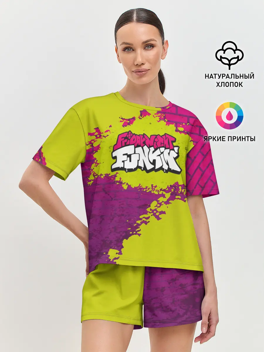 Женская пижама с шортами / Friday Night Funkin Кислотный