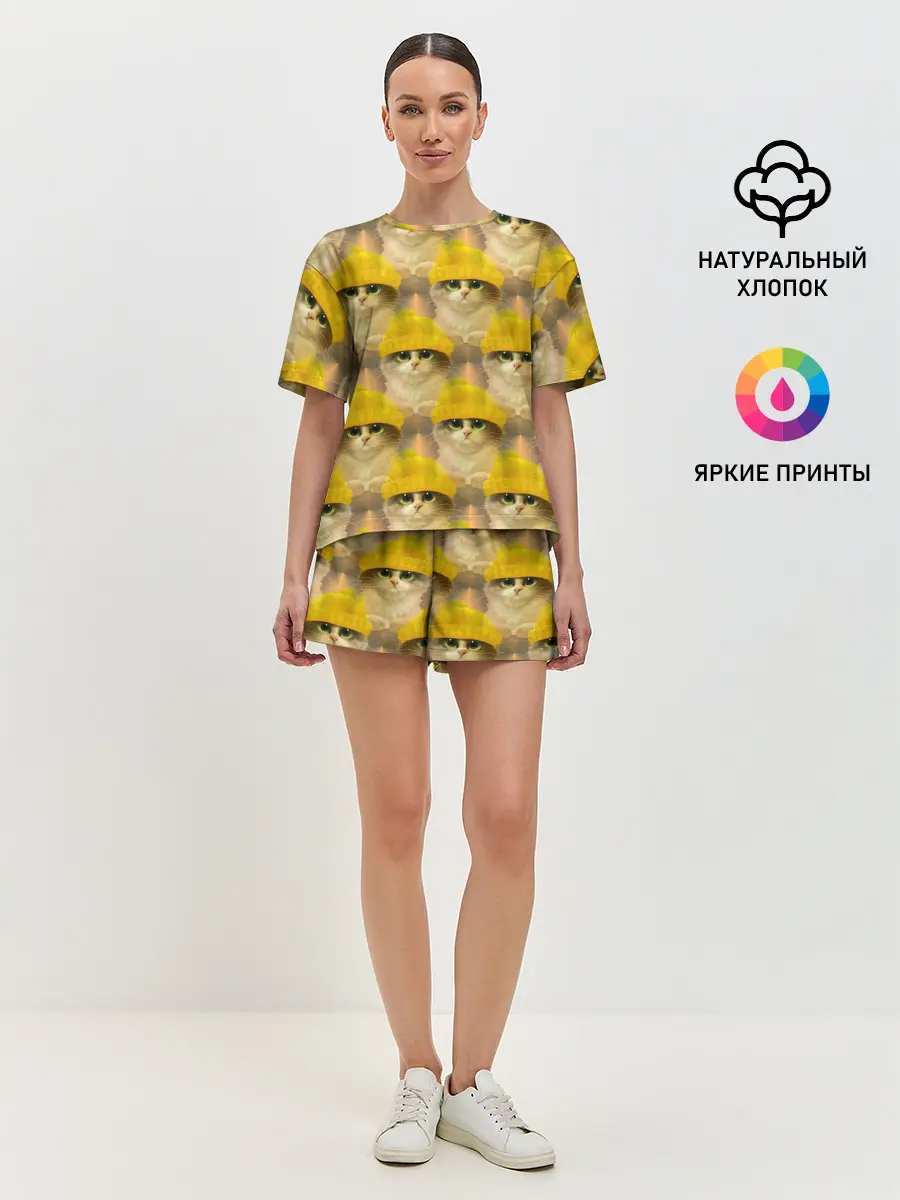 Женская пижама с шортами / Котята