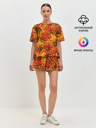 Женская пижама с шортами / ЦВЕТОЧНЫЙ ОРНАМЕНТ