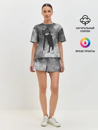 Женская пижама с шортами / Cartoon cat