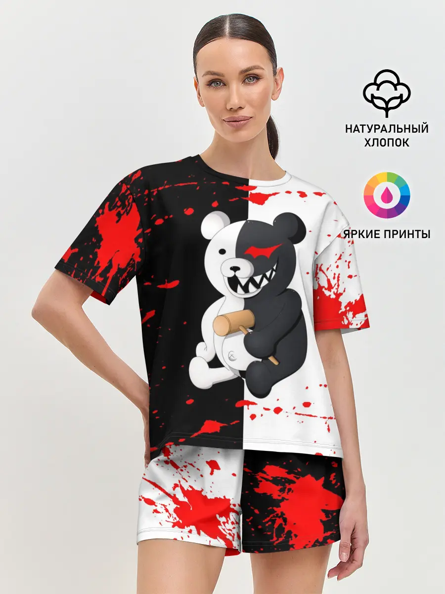 Женская пижама с шортами / monokuma с молотком