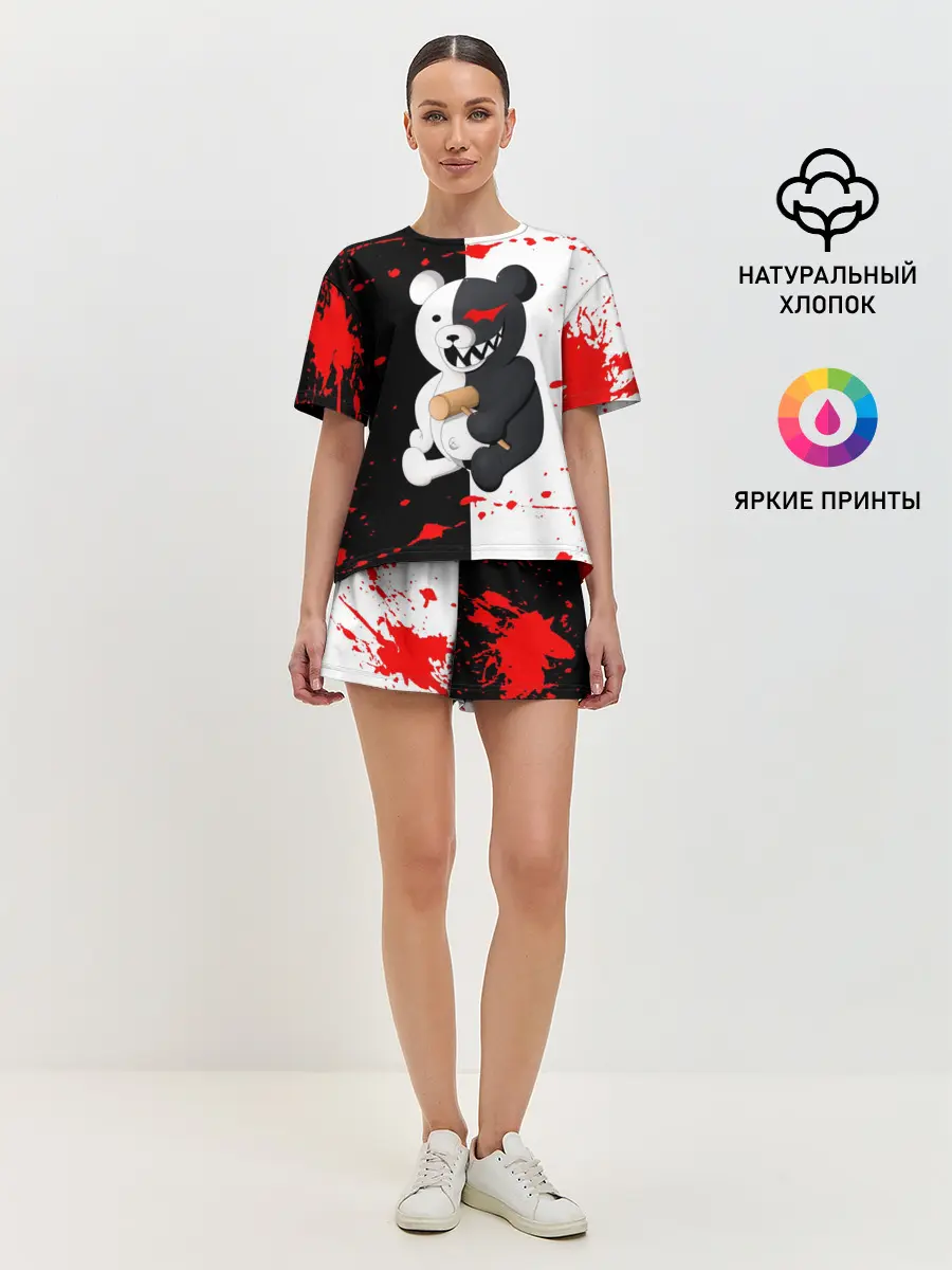 Женская пижама с шортами / monokuma с молотком