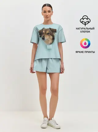Женская пижама с шортами / Беспородная Собака дворняга / A Dog