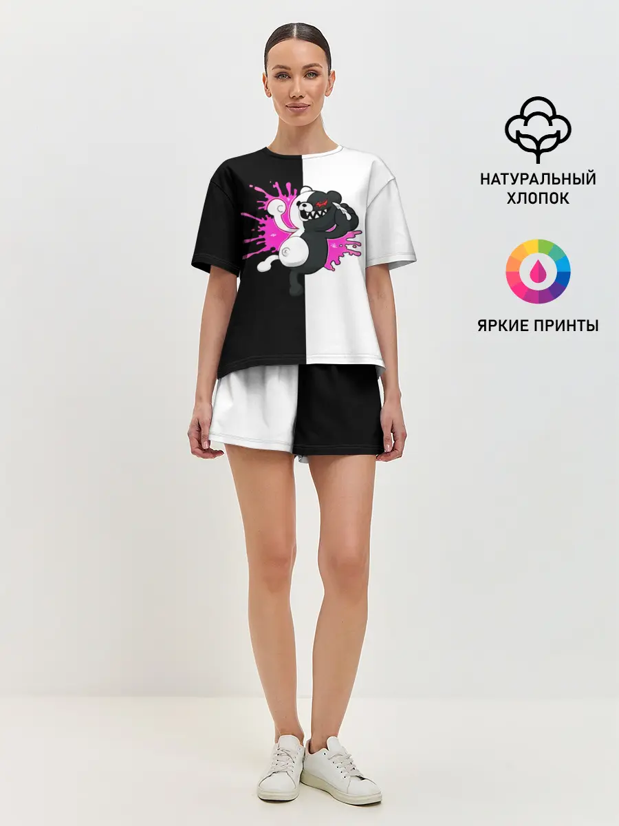 Женская пижама с шортами / monokuma розовая жвачка