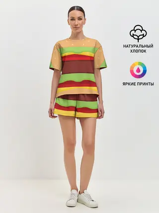 Женская пижама с шортами / Бургер