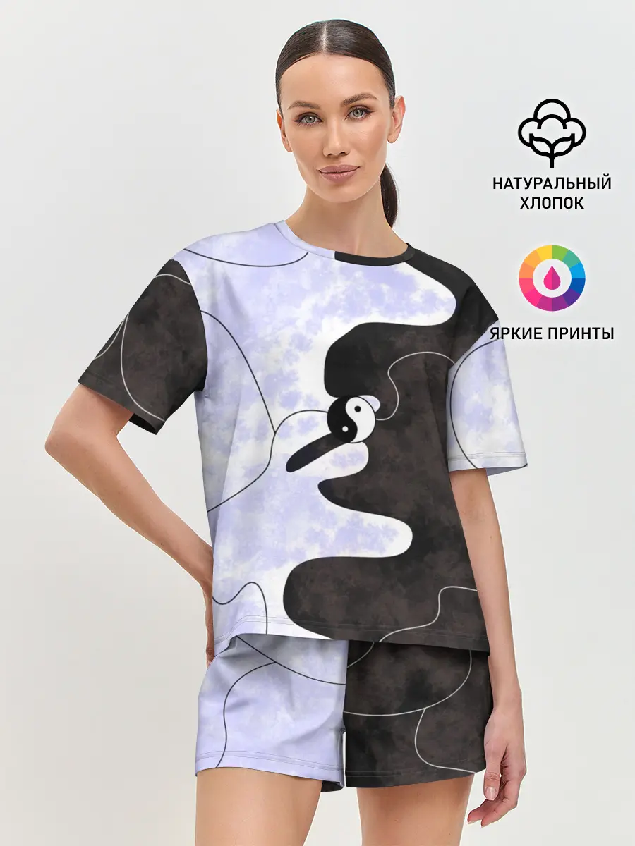 Женская пижама с шортами / Инь-Янь