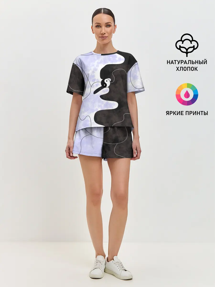 Женская пижама с шортами / Инь-Янь