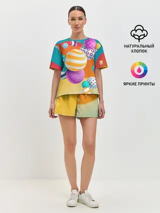 Женская пижама с шортами / Мячики