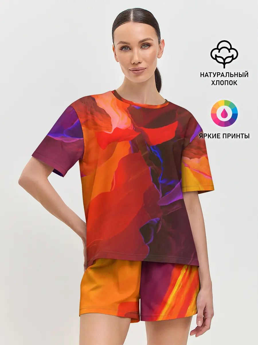 Женская пижама с шортами / Горная абстракция