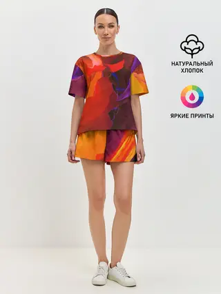 Женская пижама с шортами / Горная абстракция