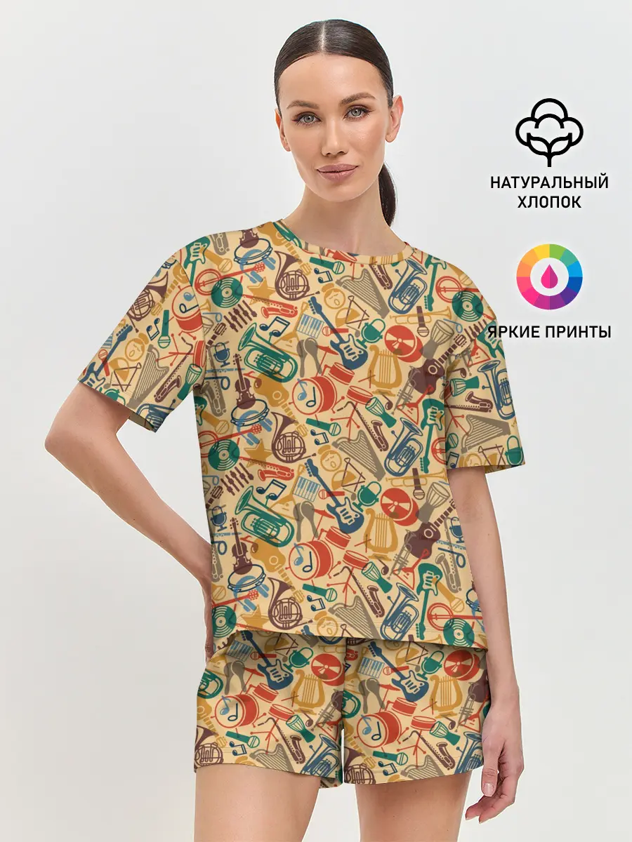 Женская пижама с шортами / Музыка