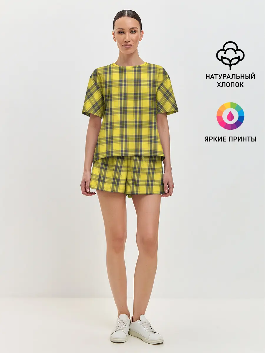 Женская пижама с шортами / Клеточный узор