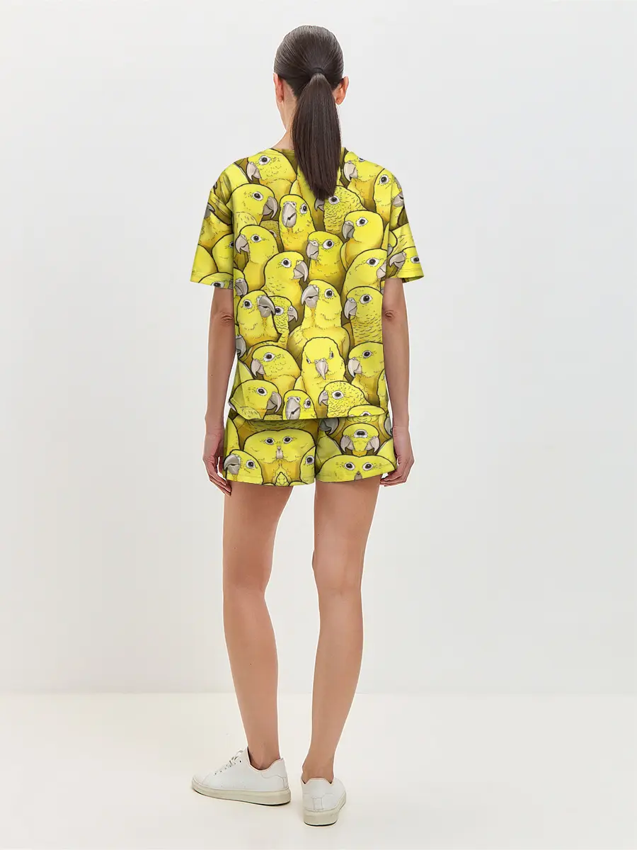 Женская пижама с шортами / Попугаи