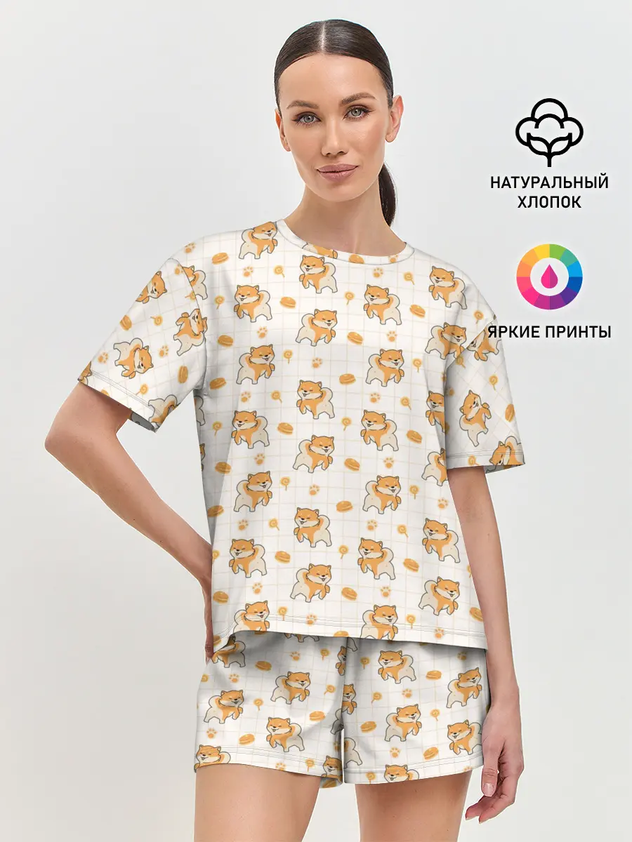 Женская пижама с шортами / Крутая Шиба-Ину