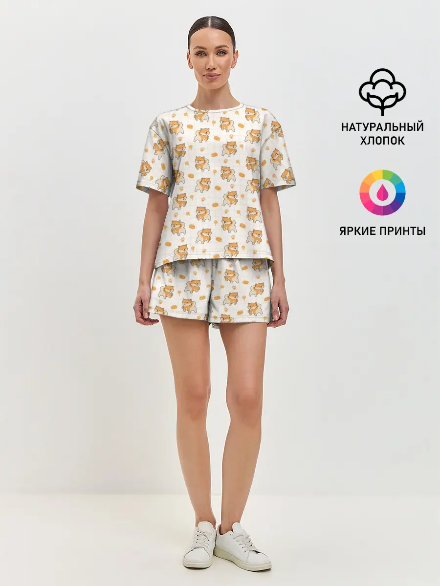Женская пижама с шортами / Крутая Шиба-Ину