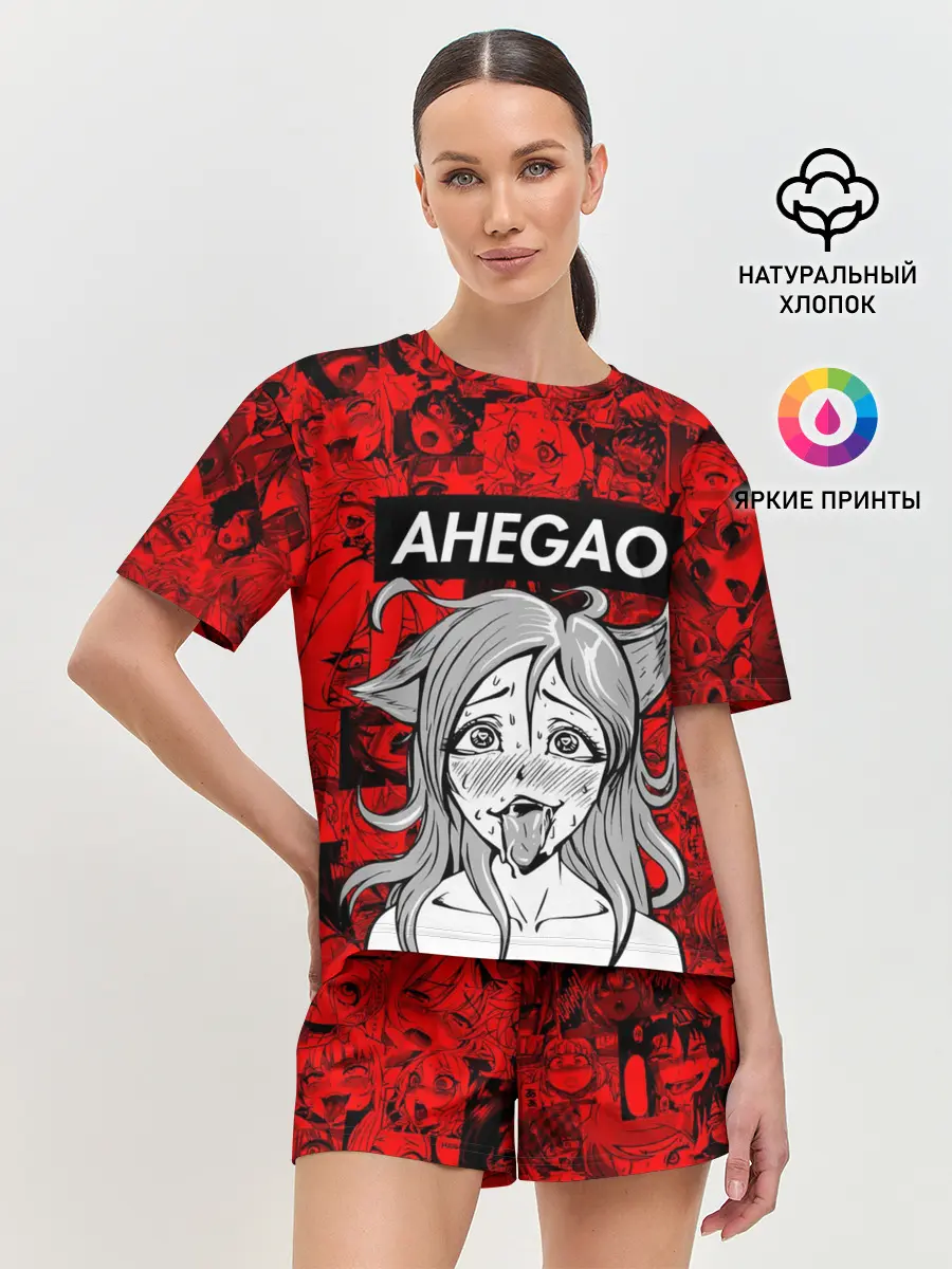 Женская пижама с шортами / Ahegao red