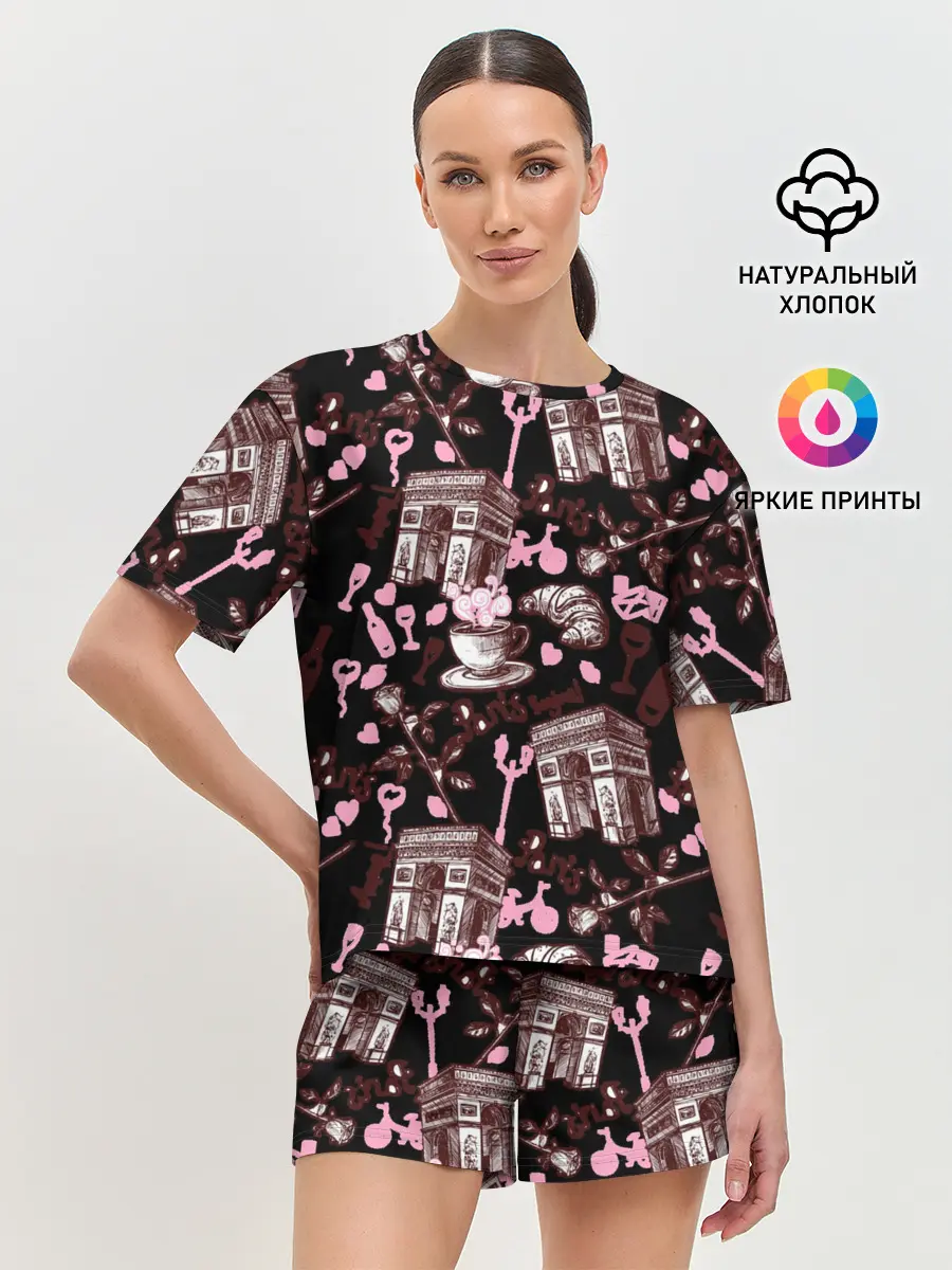 Женская пижама с шортами / Париж / Paris