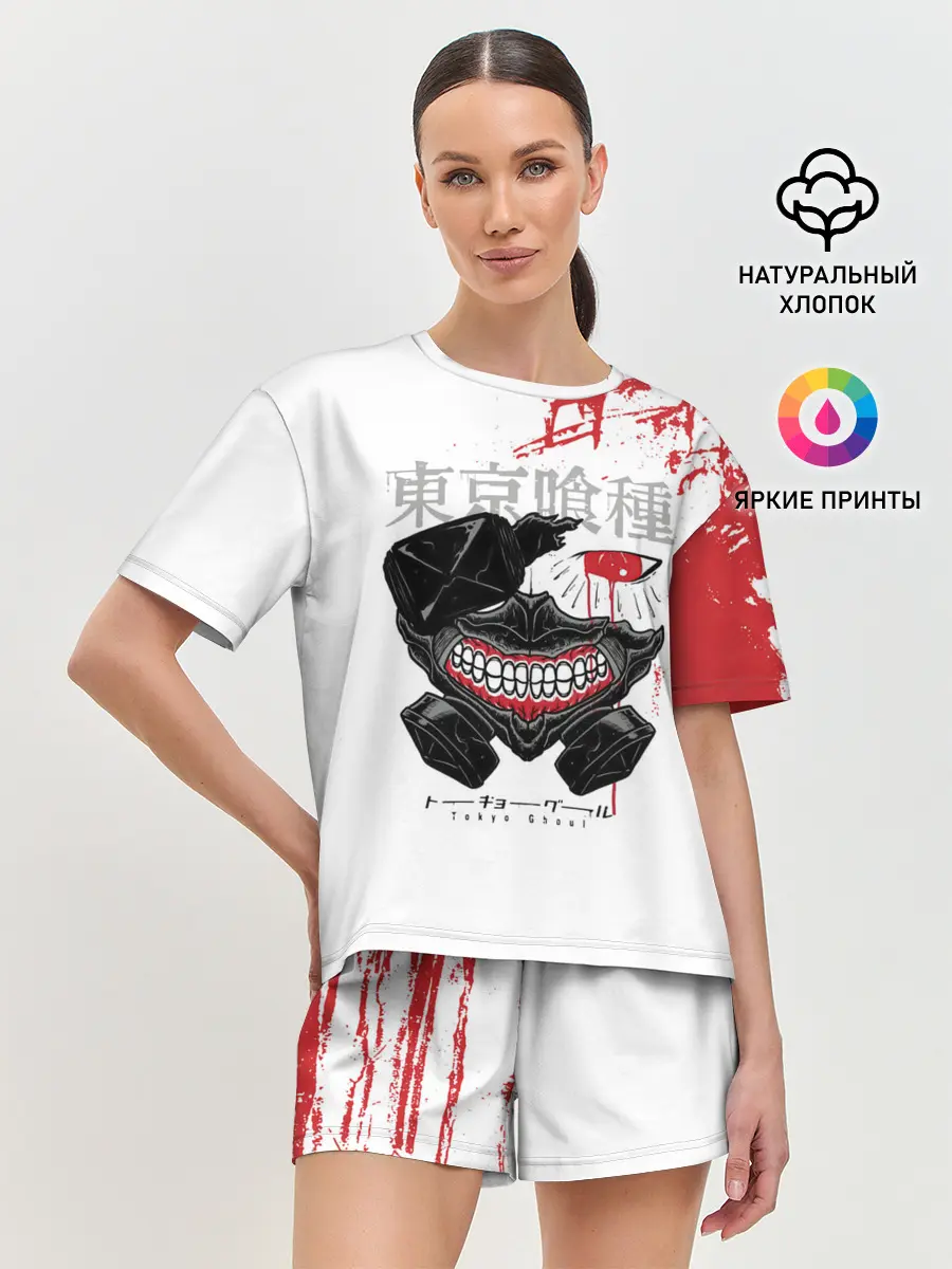 Женская пижама с шортами / Kaneki Ken кусок головы