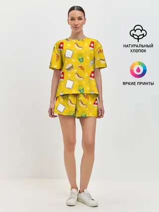 Женская пижама с шортами / Фастфуд