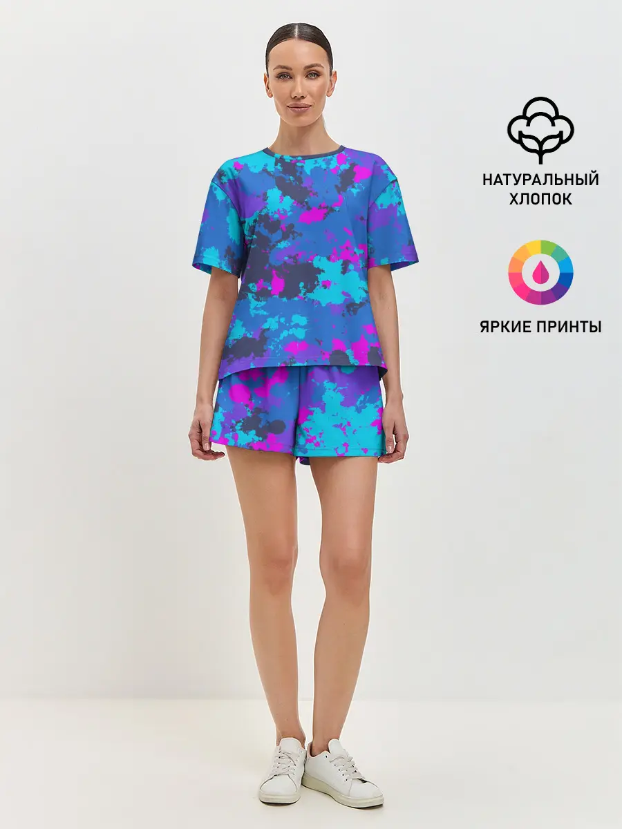 Женская пижама с шортами / Неоновые краски