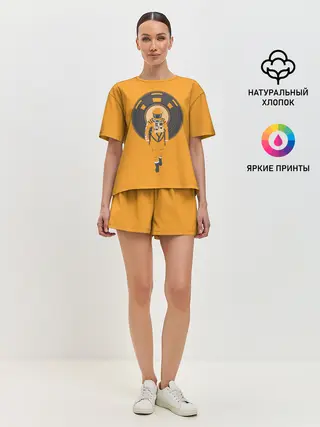 Женская пижама с шортами / Космонавт